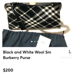A Black and White Wool Plaid Burberry Purse
